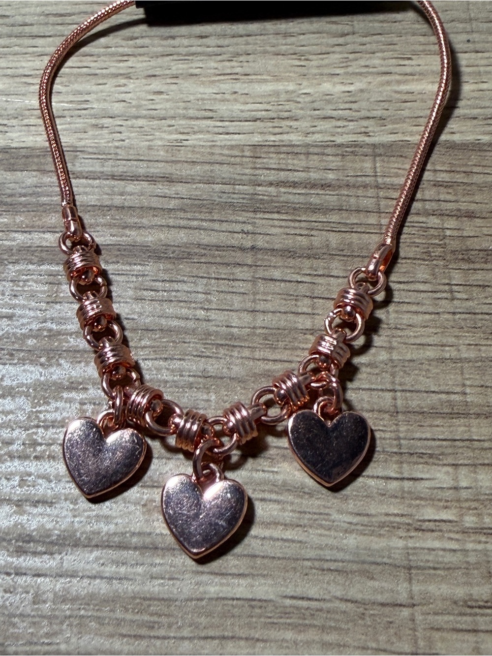 paparazzi Rose Gold Triple Heart Charm Necklace
